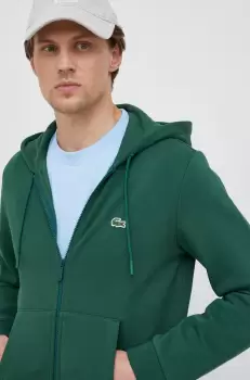 Lacoste bluza barbati, culoarea verde, cu gluga, neted imagine