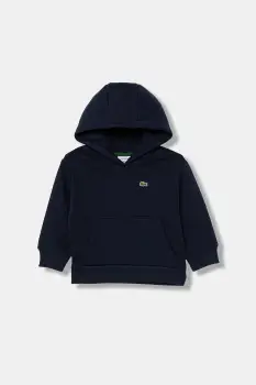 Lacoste bluza copii culoarea negru, cu gluga, uni, SJ5292 imagine