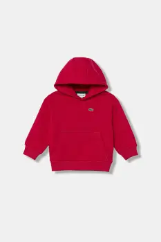 Lacoste bluza copii culoarea negru, cu gluga, uni, SJ5292 imagine