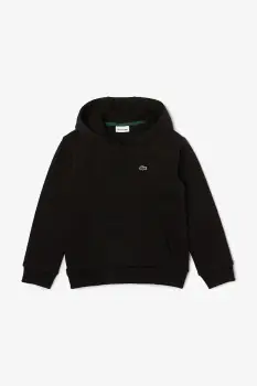 Lacoste bluza copii culoarea negru, cu gluga, uni, SJ5292 imagine