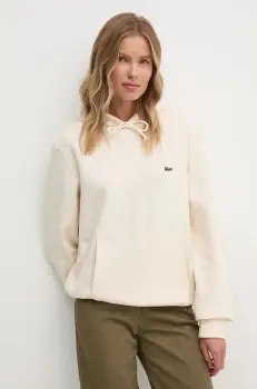 Lacoste bluza culoarea bej, cu gluga, neted imagine