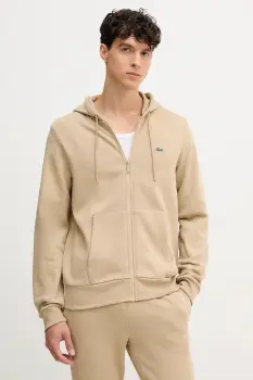 Lacoste bluza culoarea negru, cu gluga, neted imagine