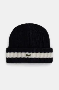 Lacoste caciula de lana culoarea albastru marin, de lana, din tesatura neteda imagine