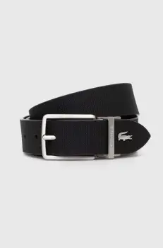 Lacoste curea de piele cu doua fete barbati, culoarea negru imagine