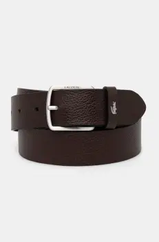 Lacoste curea si husa din piele culoarea maro imagine