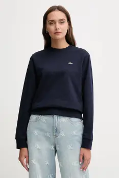 Lacoste hanorac de bumbac culoarea albastru marin, neted, SF5270 imagine