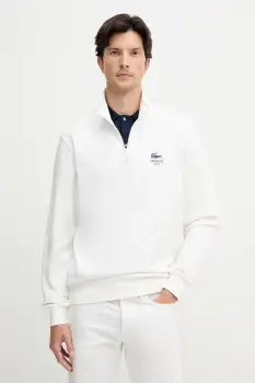 Lacoste hanorac de bumbac culoarea bej, cu imprimeu, SH2735 imagine