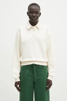 Lacoste hanorac de bumbac culoarea bej, uni, SF0351 imagine