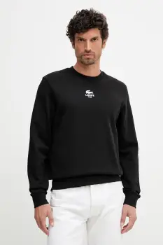 Lacoste hanorac de bumbac culoarea negru, cu imprimeu, SH2736 imagine