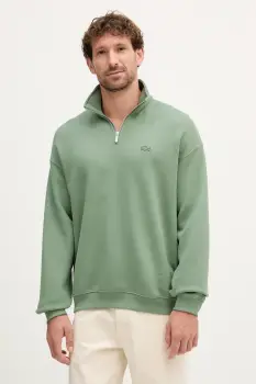 Lacoste hanorac de bumbac culoarea verde, neted, SH7759 imagine