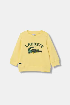 Lacoste hanorac de bumbac pentru copii culoarea galben, cu imprimeu, SJ4760 imagine