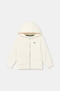 Lacoste hanorac de bumbac pentru copii culoarea negru, cu gluga, uni, SJ9723 imagine