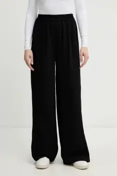 Lacoste pantaloni culoarea negru, drept, high waist, HF2627 imagine