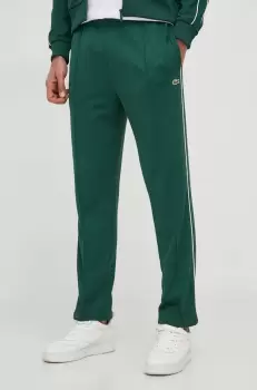 Lacoste pantaloni de trening culoarea verde, neted imagine