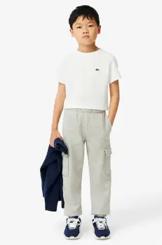 Lacoste pantaloni de trening pentru copii culoarea gri, neted, XJ7345 imagine