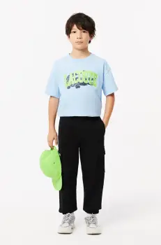 Lacoste pantaloni de trening pentru copii culoarea negru, neted, XJ7345 imagine