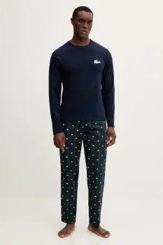 Lacoste pijama culoarea bleumarin, cu imprimeu, 4H5021 imagine