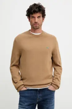 Lacoste pulover de lana culoarea maro, light, AH2916 imagine