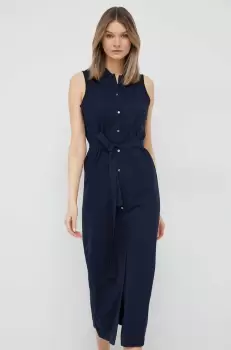 Lacoste rochie culoarea albastru marin, midi, mulata imagine