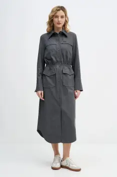 Lacoste rochie culoarea gri, midi, drept, EF2604 imagine