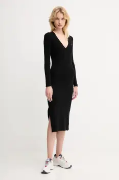 Lacoste rochie culoarea negru, maxi, mulata, EF4175 imagine
