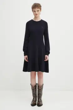 Lacoste rochie din lana culoarea bleumarin, mini, evazati, EF4161 imagine