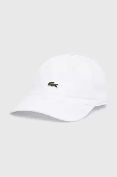 Lacoste sapca de baseball din bumbac culoarea alb, cu imprimeu imagine