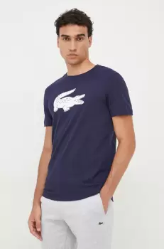 Lacoste tricou barbati, culoarea albastru marin, cu imprimeu imagine