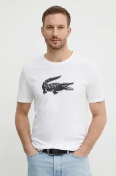 Lacoste tricou barbati, culoarea bej, cu imprimeu imagine