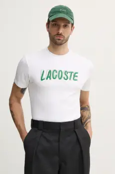 Lacoste tricou barbati, culoarea bej, cu imprimeu, TH8916 imagine