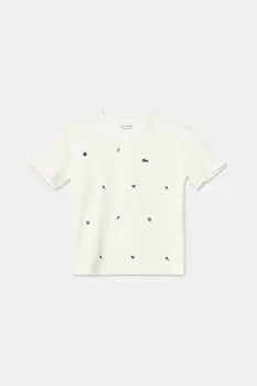 Lacoste tricou copii culoarea bej, cu imprimeu, TJ2602 imagine