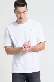 Lacoste Tricou culoarea alb, material neted imagine