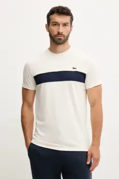 Lacoste tricou culoarea bej, cu imprimeu, TH4748 imagine