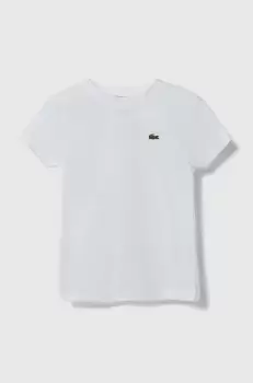 Lacoste tricou de bumbac pentru copii culoarea alb, neted imagine
