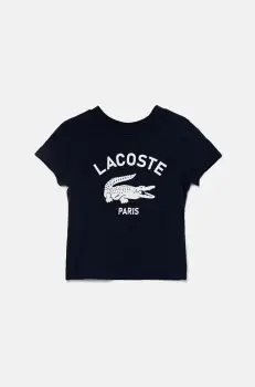 Lacoste tricou de bumbac pentru copii culoarea albastru marin, cu imprimeu, TJ3003 imagine