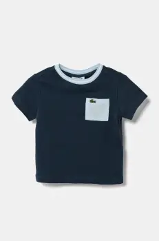 Lacoste tricou de bumbac pentru copii culoarea albastru marin, modelator, TJ7295 imagine