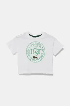 Lacoste tricou de bumbac pentru copii culoarea galben, cu imprimeu, TJ2463 imagine
