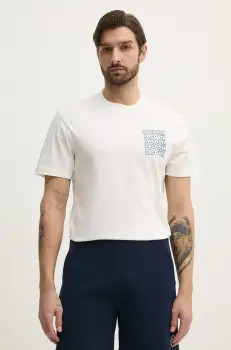 Lacoste tricou din bumbac barbati, culoarea alb, cu imprimeu, TH0288 imagine