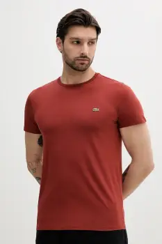 Lacoste tricou din bumbac barbati, culoarea alb, uni, TH6709 imagine