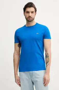 Lacoste tricou din bumbac barbati, culoarea alb, uni, TH6709 imagine