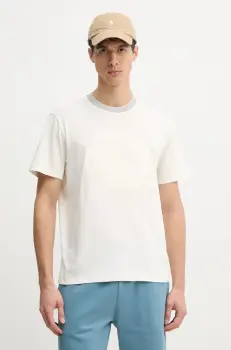 Lacoste tricou din bumbac barbati, culoarea bej, cu imprimeu, TH0124 imagine