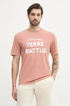 Lacoste tricou din bumbac barbati, culoarea portocaliu, cu imprimeu, TH0356 imagine