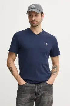 Lacoste tricou din bumbac barbati, culoarea verde, neted, TH5077 imagine