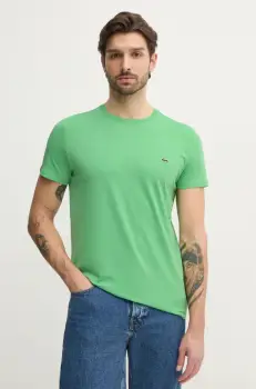 Lacoste tricou din bumbac barbati, culoarea verde, uni, TH6709 imagine