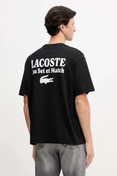 Lacoste tricou din bumbac culoarea negru, cu imprimeu, TH5950 imagine