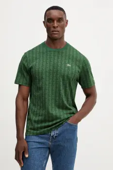 Lacoste tricou din bumbac culoarea verde, cu model, TH5902 imagine
