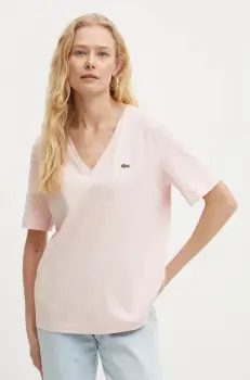 Lacoste tricou din bumbac femei, culoarea alb, TF7300 imagine