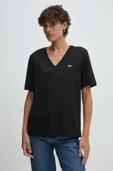 Lacoste tricou din bumbac femei, culoarea negru imagine