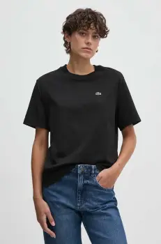 Lacoste tricou din bumbac femei, culoarea negru, TF7215 imagine