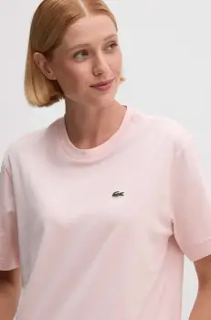Lacoste tricou din bumbac femei, culoarea roz, TF7215 imagine